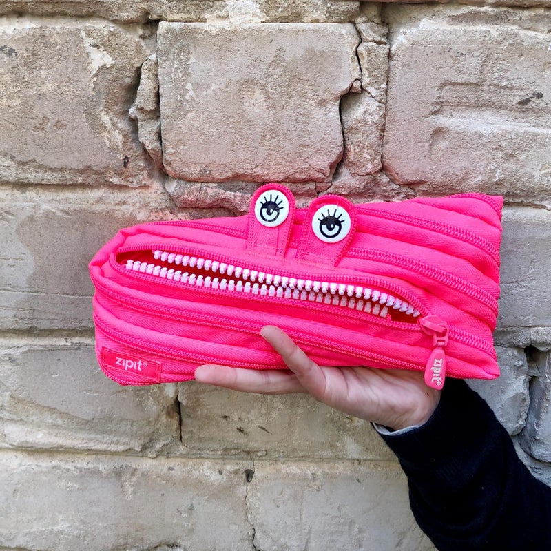ZIPIT Monster Pencil Case for Girls, Cute Zipper Pouch for Kids Teens, Stationery Bag for School ,Pink - Image 5